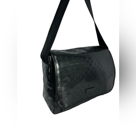 GUCCI 270794 black Imprime Mamas Diaper Bag messenger logo flap Authenticated - Picture 3 of 16